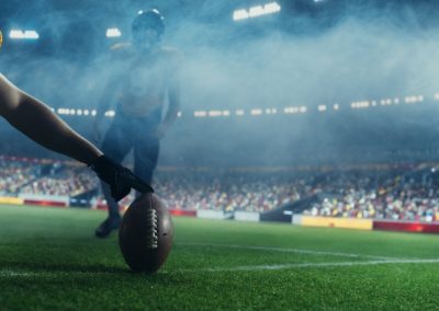 Strong,American,Football,Player,Kicking,Ball,To,Start,A,Tournament