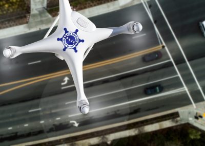 Overhead,Aerial,View,Of,A,Police,Drone,Flying,Over,A